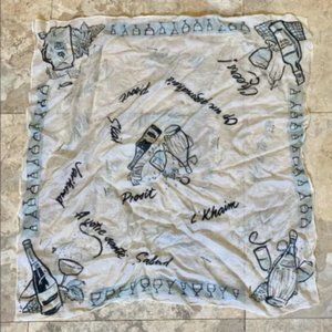 ISO Sezane 100% silk scarf bandana wine bottle print